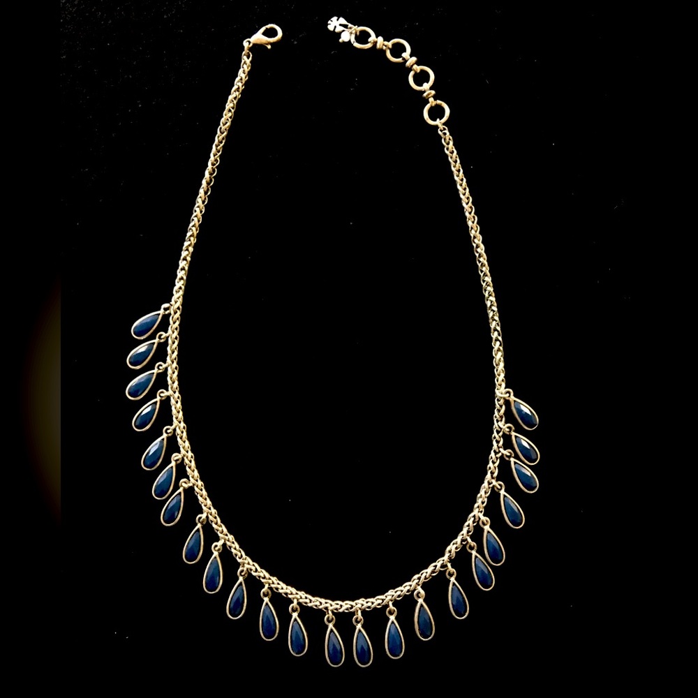 Lucky Brand, Silver and Blue Teardrop Necklace
